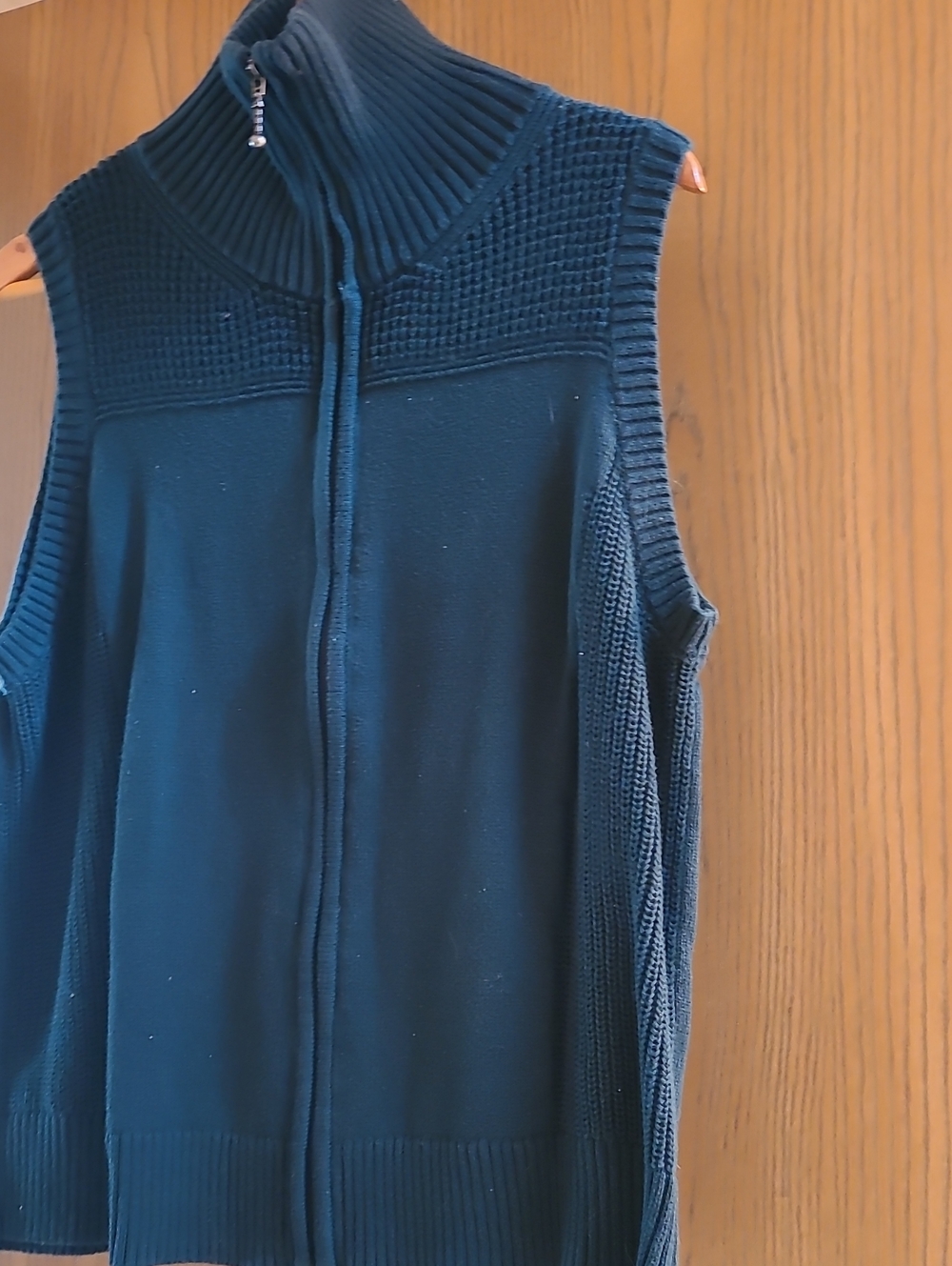 Christopher & Banks Dark Teal Sleeveless Zip Knit Vest